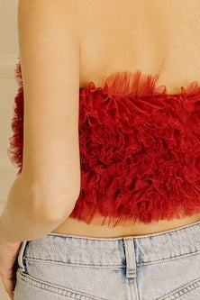 Fitted Ruffle Cropped Tube Top