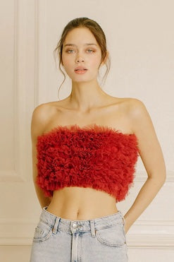 Fitted Ruffle Cropped Tube Top