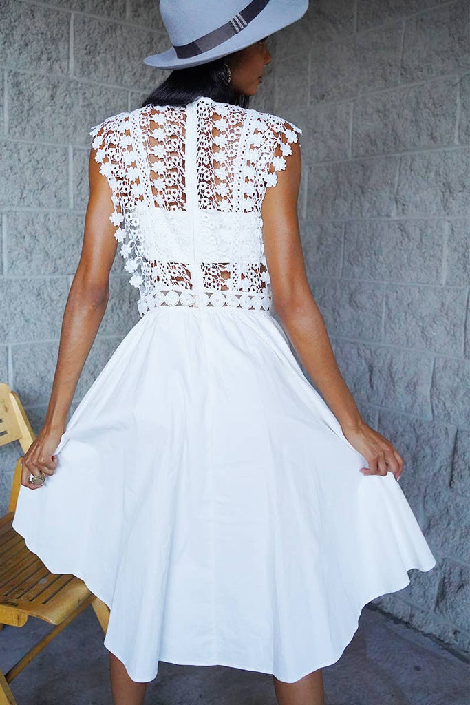 Off-White Cotton Crochet Dress