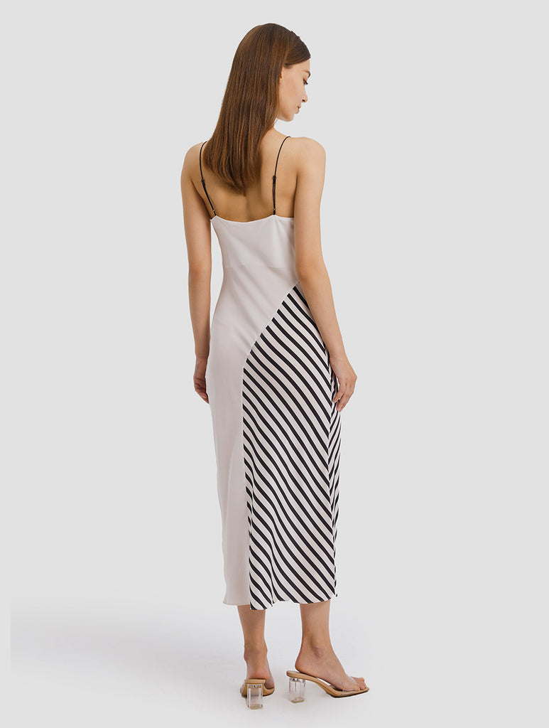 Partly Striped Slip Dress
