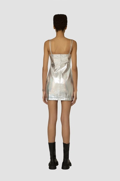 Metallic Cut-out Mini Dress w/ Diamanté Straps
