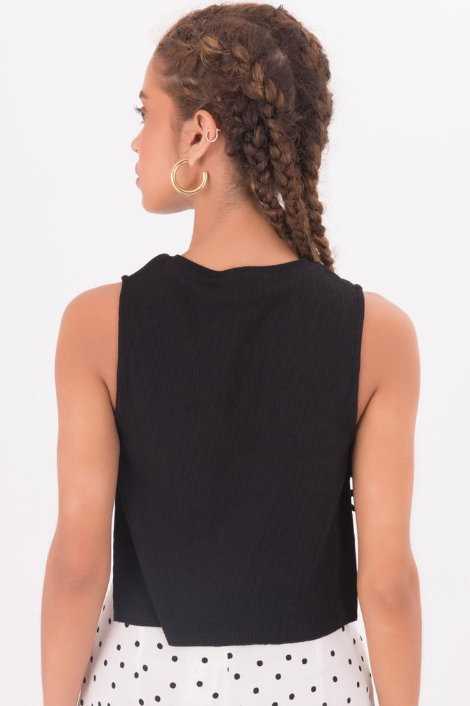 Black Sleeveless Side Tie Top